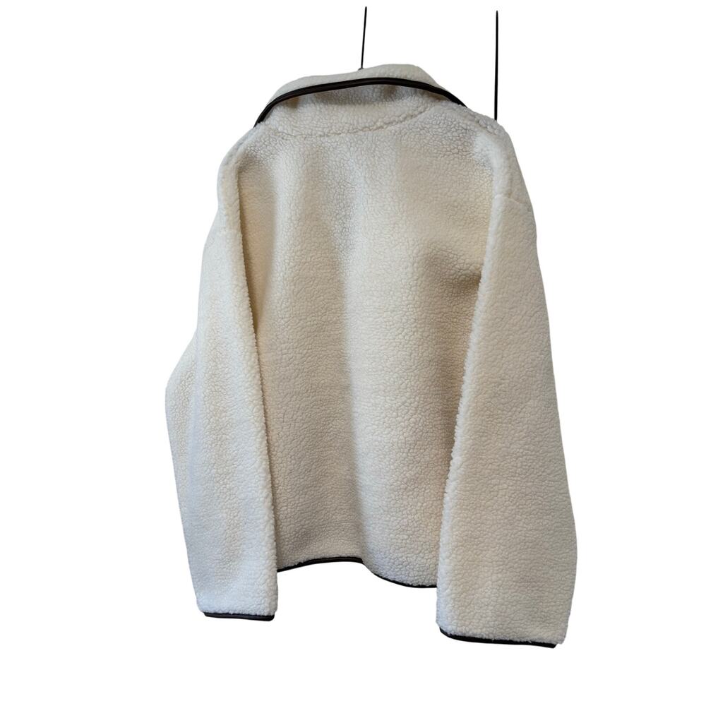 H&M Divided Teddy Fleece Pullover Medium Ivory Sherpa 1/4 Zip Cozy Jacket - Picture 8 of 9
